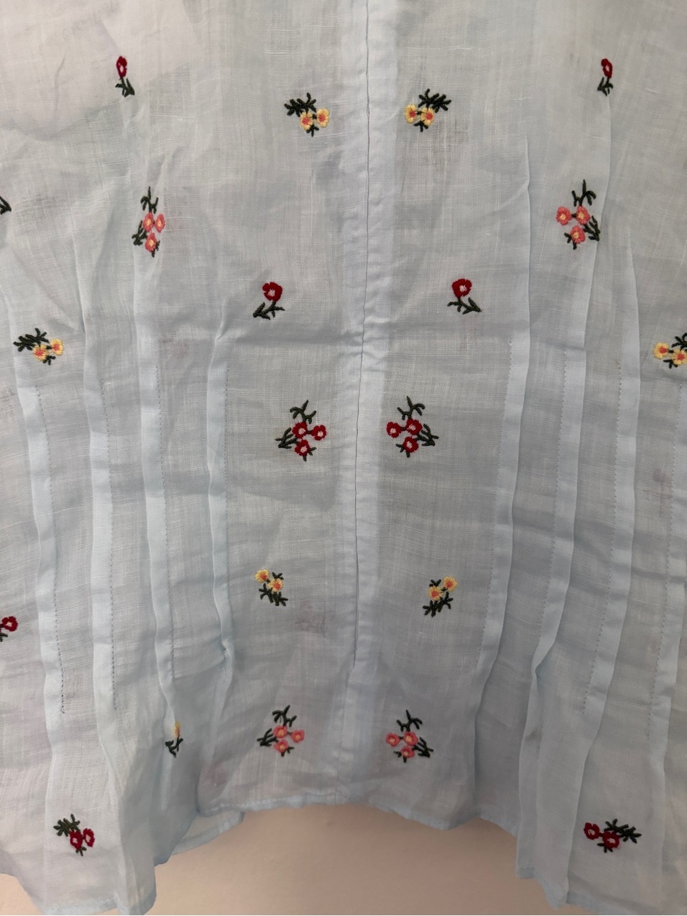 JCREW Pintuck shell top in ramie with embroidered florals Size 4 CT109 NWT - Picture 7 of 14